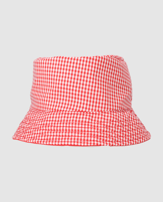 Red printed reversible hat