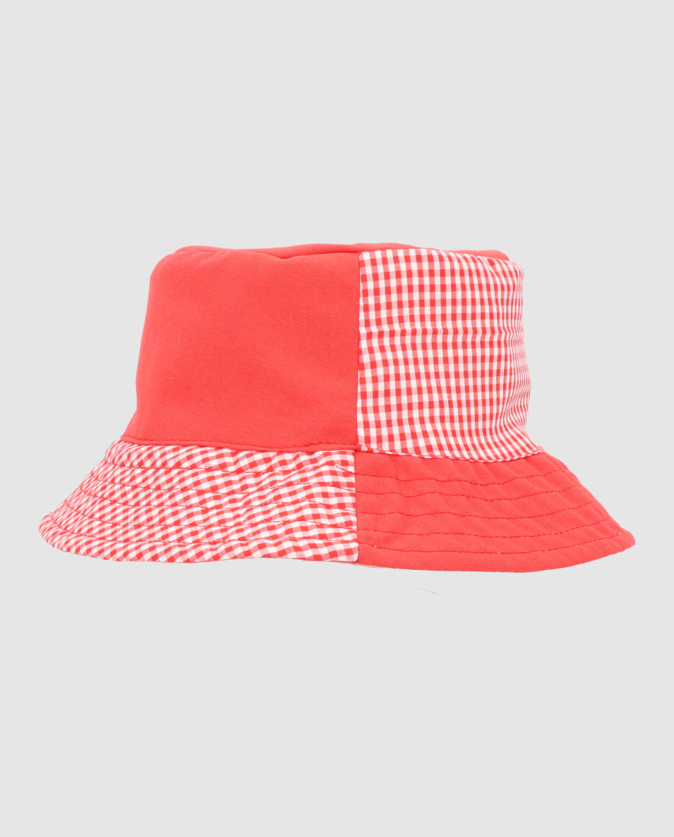 Red Vichy Reversible Hat-Block Hat